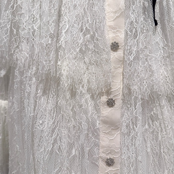 NWOT Alice + Olivia Joanie Lace Bow Mini Dress White/Ivory Size 6 - Picture 7 of 16